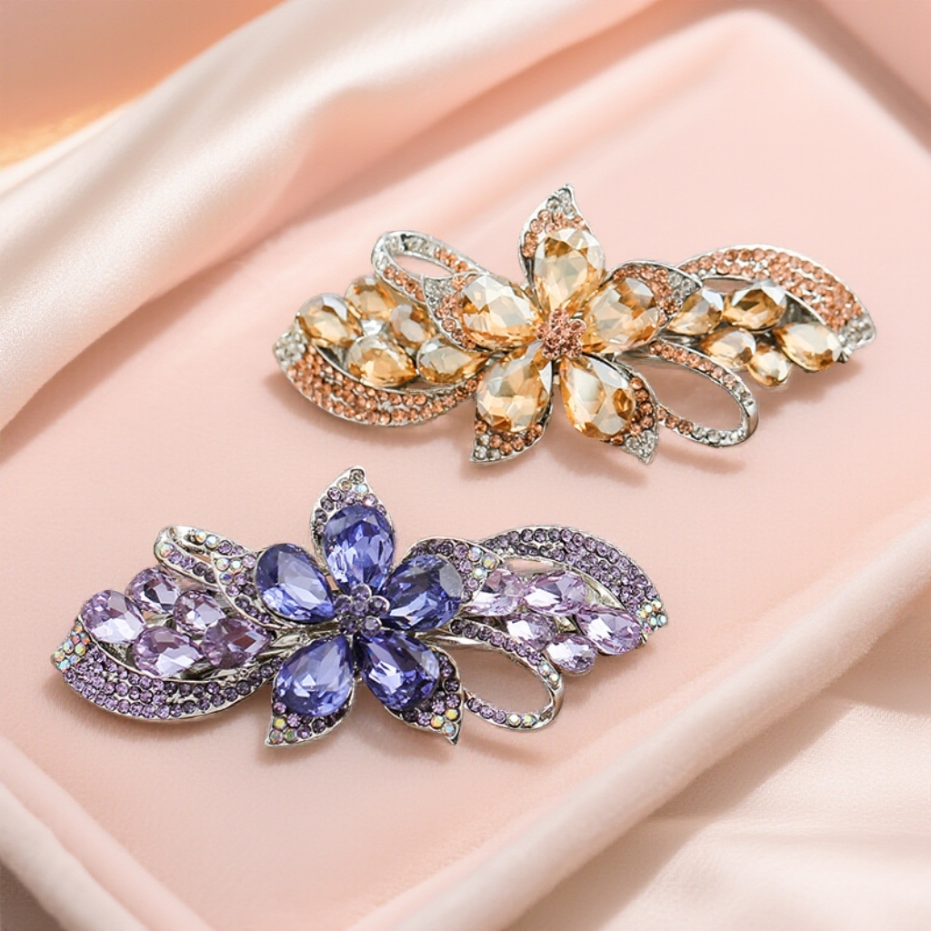 发夹后脑勺夹子头饰顶夹花朵发卡弹簧夹横夹韩版气质优雅发饰女