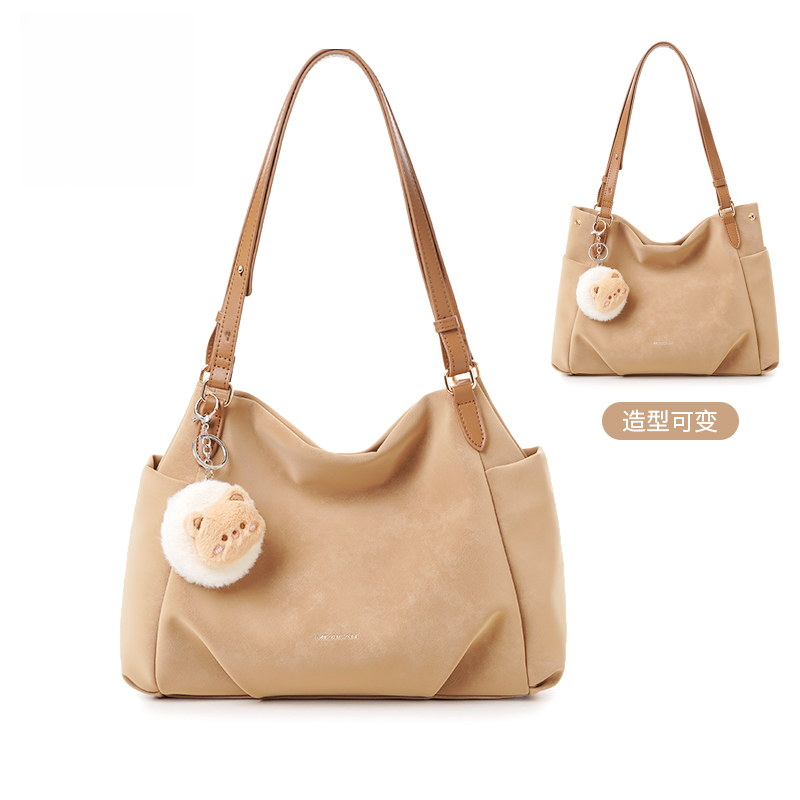 稻草人25秋冬新款通勤百搭简约侧兜多功能变形单肩斜挎托特包