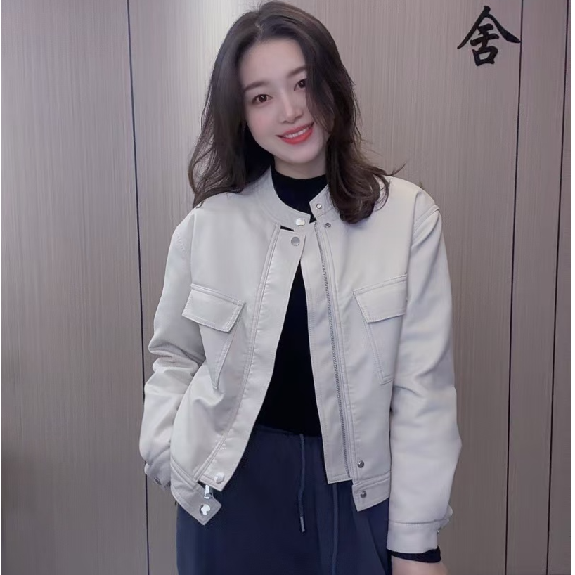 加绒新款 休闲小皮衣 外套女 宽松显瘦机车服时尚短款洋气百搭