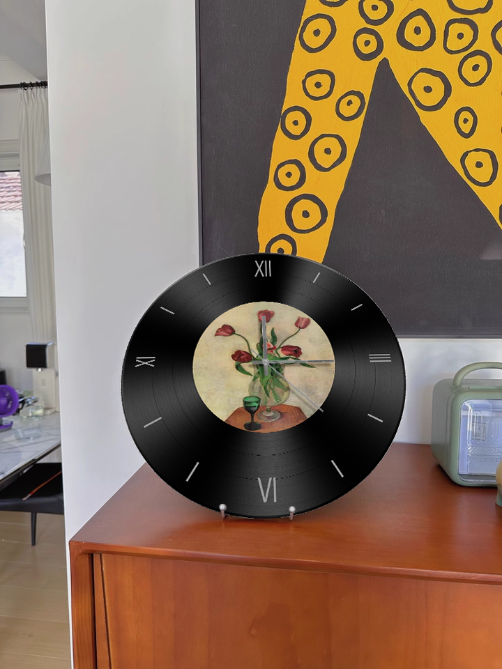 复古钟表客厅装饰创意挂画黑胶唱片时钟摆件挂钟客厅装饰画艺术