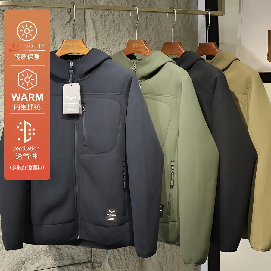 英式小海鸥重磅秋冬男女情侣双面加绒加厚保暖连帽摇粒绒夹克外套