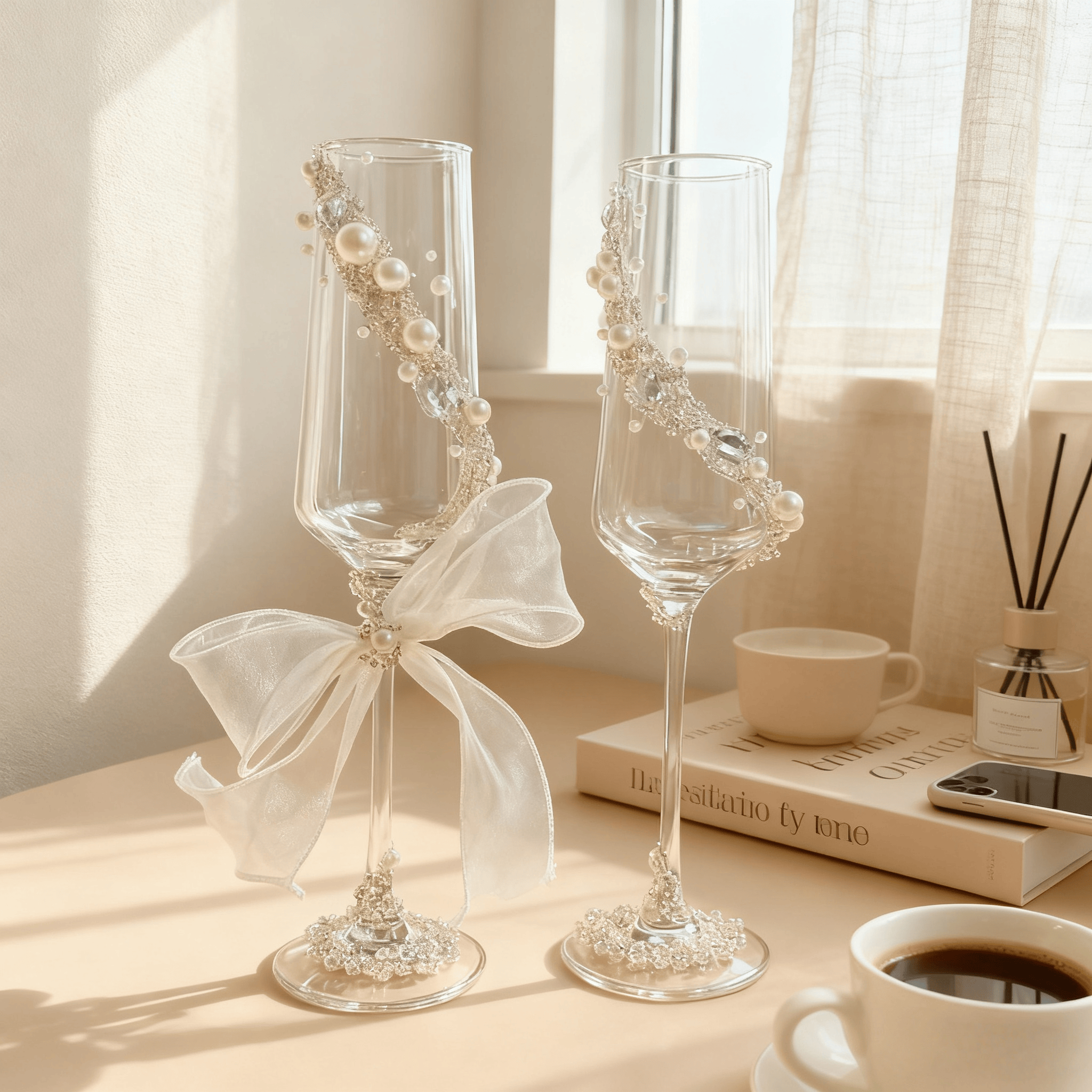 新款小众高级感简约碎钻敬酒杯一对高脚杯diy材料包结婚订婚礼物