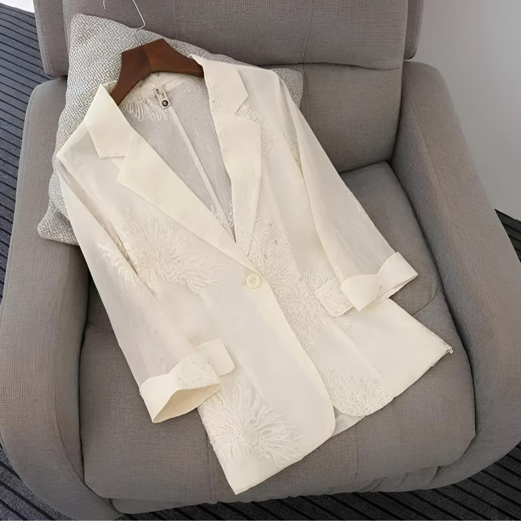 【粉绣牡丹】2576夏季新款刺绣桑蚕丝牡丹花纹西装防晒高级感外套