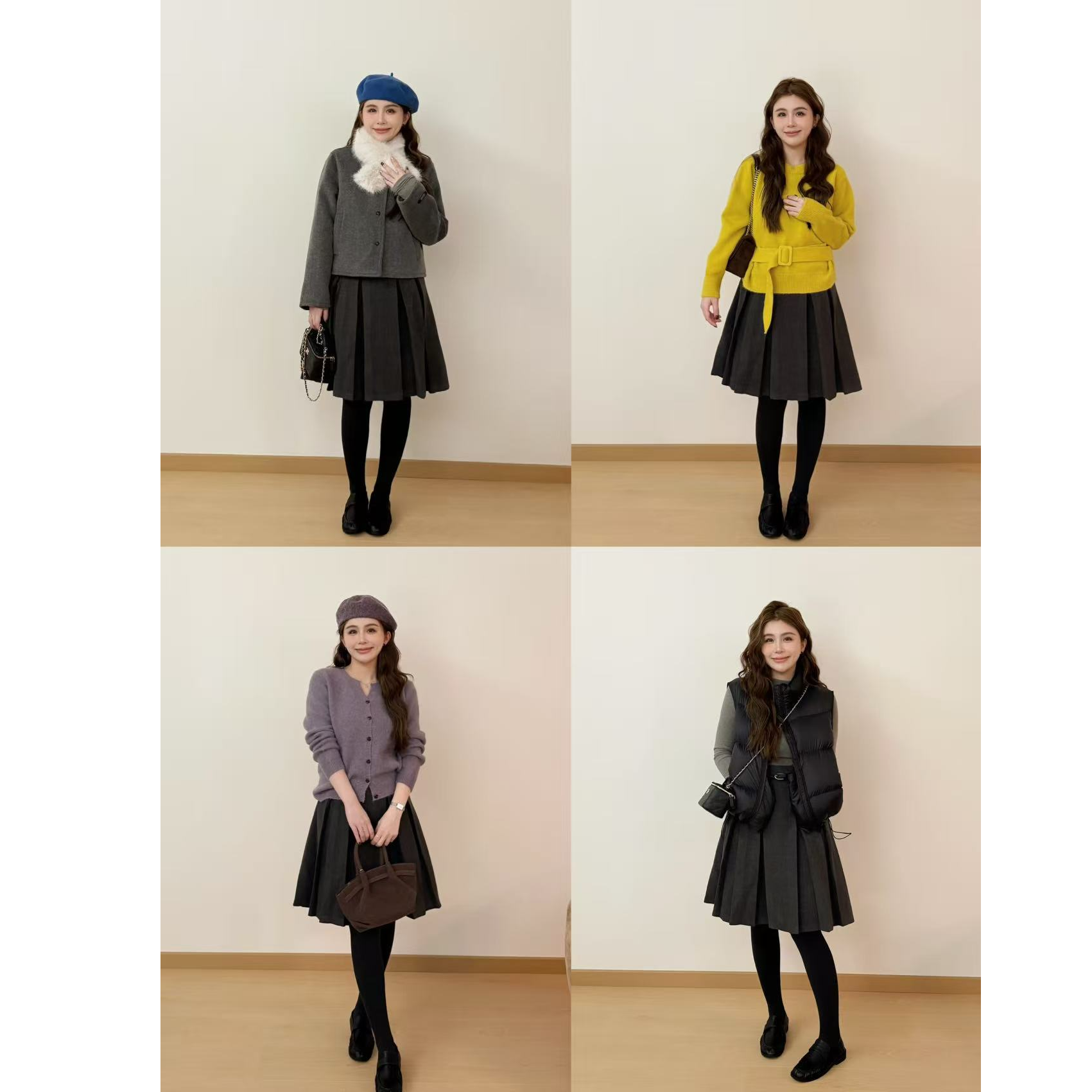 YPP！【韩女的法则】miu系高智风格雷系百搭遮肉百褶半身裙