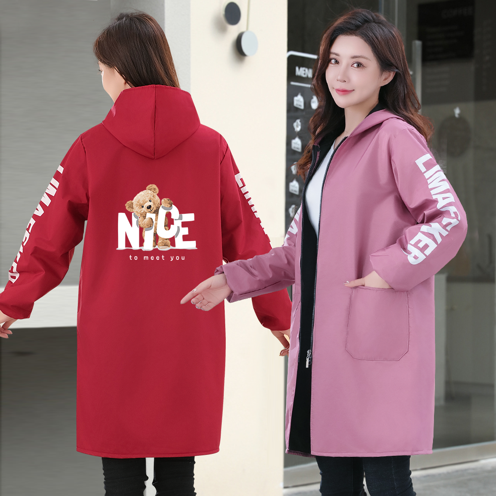 加绒保暖上班户外工作服秋冬女长袖罩衣连帽时尚厨房做饭围裙防水