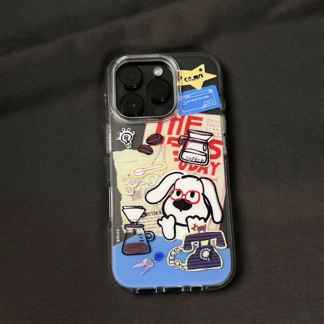 BANCA咖啡科研小狗适用iPhone17苹果16/15手机壳华为vivo小米oppo