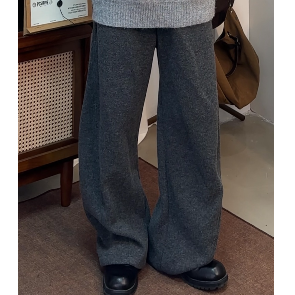 不太懂【墨羽】冬季加厚款直筒休闲阔腿裤保暖极简风长裤