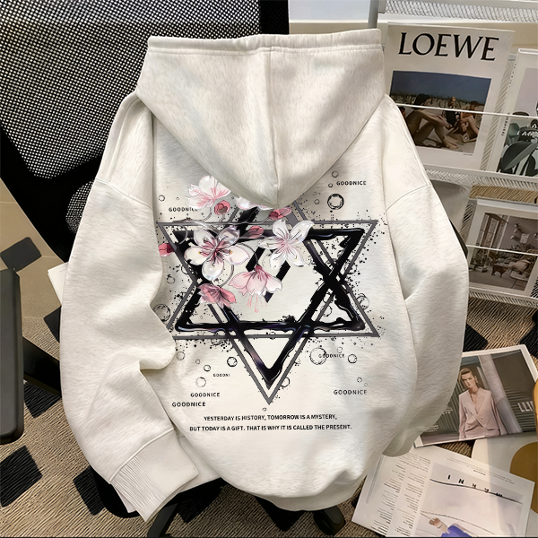 重磅500克纯棉连帽卫衣硬挺休闲oversize宽松印花青春秋冬季个性