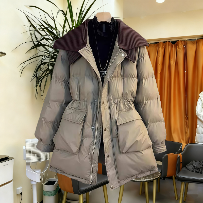【300斤胖妹妹】冬季针织大翻领棉服新款高级感减龄好看得收腰棉袄