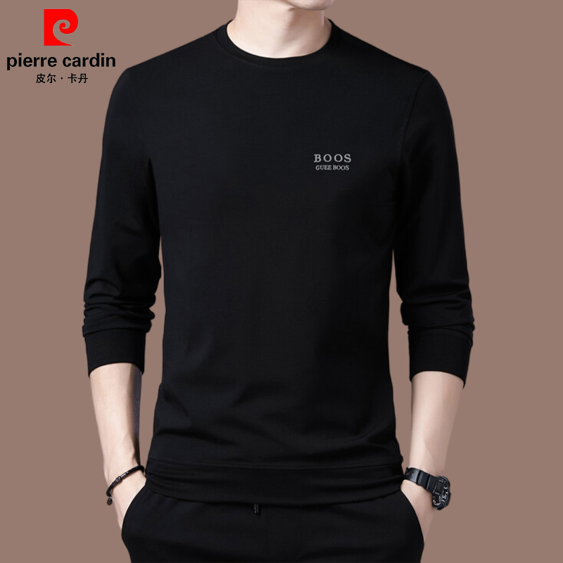 皮尔卡丹正品高档中青年男士长袖休闲刺绣卫衣2025春秋新款男装棉