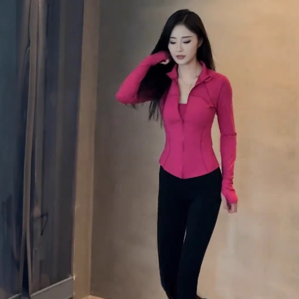 【OTSA】运动外套女秋季新立领修身收腰显瘦长袖瑜伽服运动休闲外套