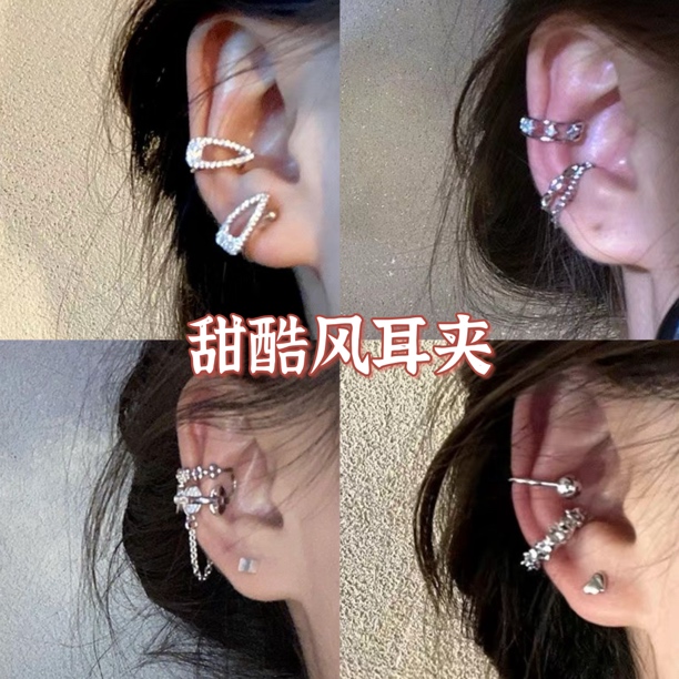 合金耳饰 复古高级感微镶锆石耳夹女无耳洞耳骨夹百搭气质ins耳饰