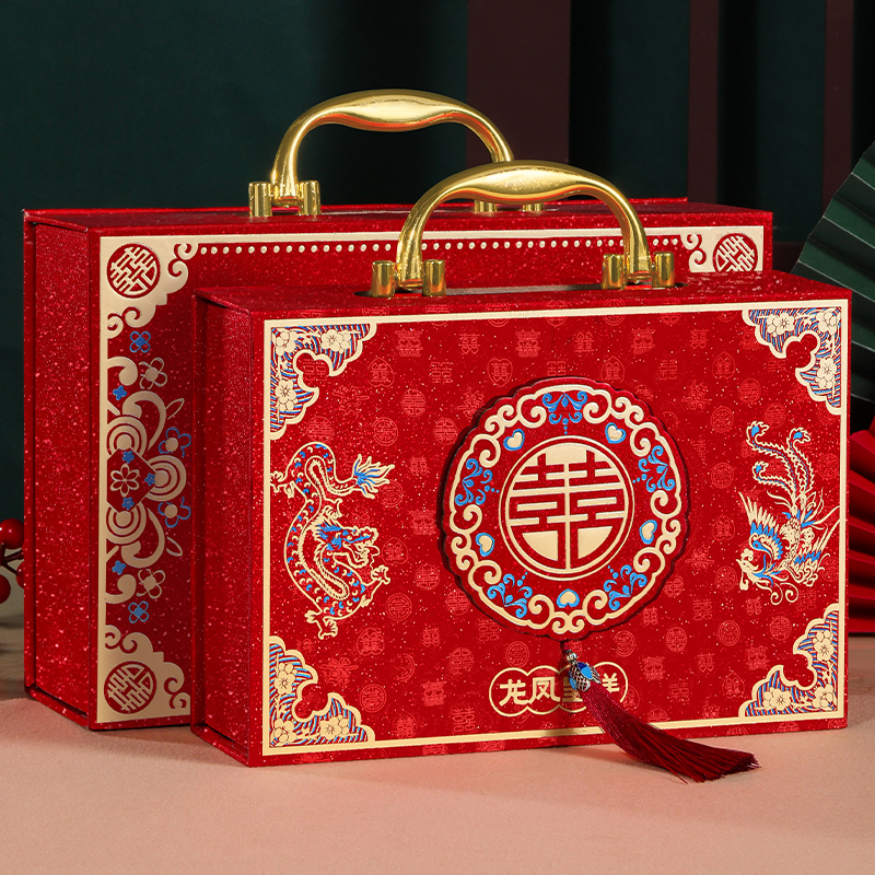 彩礼钱盒子男方订婚礼金箱聘金10万三金聘礼盒礼金盒彩礼现金礼盒