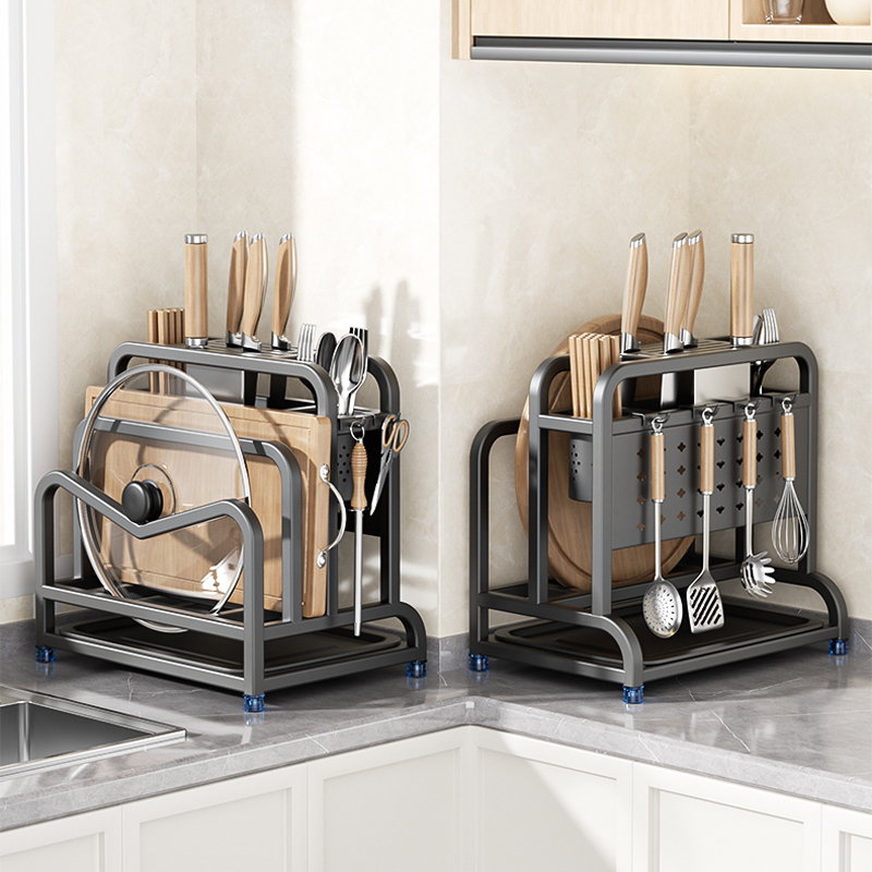 304不锈钢多功能家用菜刀锅盖案板收纳架筷子台面沥水刀具置物架