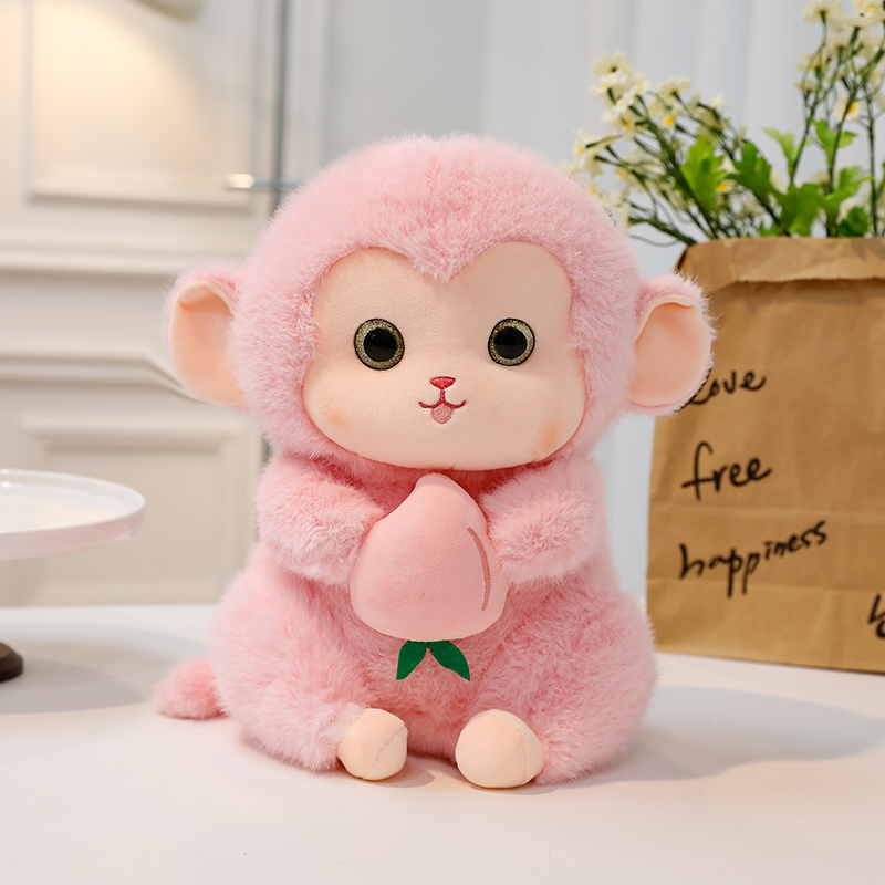 正版可爱抱桃小猴子玩偶创意毛绒玩具猴子公仔儿童萌娃娃生日礼物