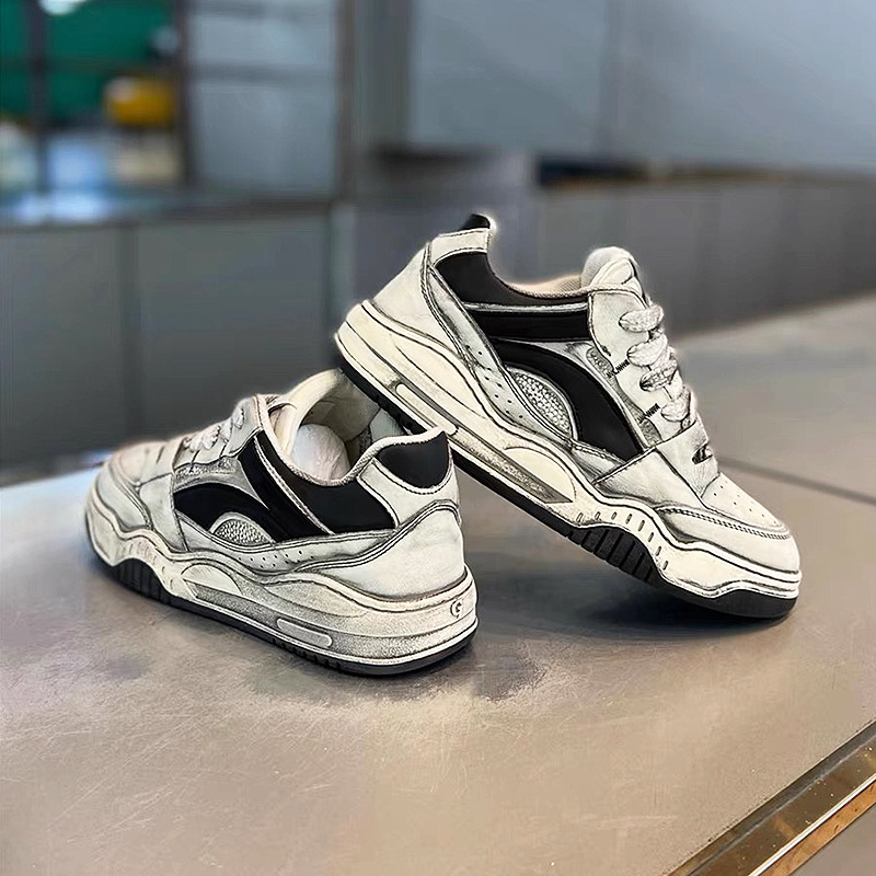 2024新款爆款老爹鞋废土风做旧复古休闲板鞋网红潮款擦色低帮男鞋