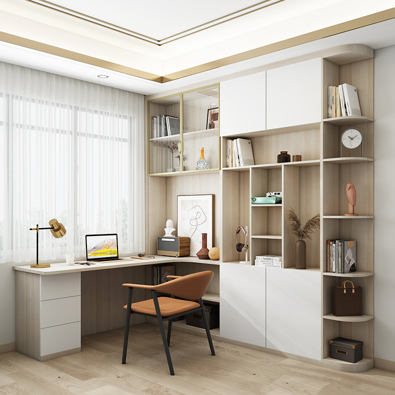 索菲亚书桌书柜一体学习桌电脑桌定制小户型书房书柜环保预约定金