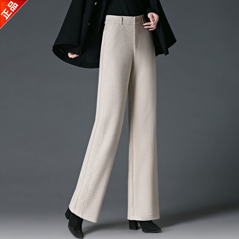 正品2025秋冬新款女爆款阔腿裤高腰显瘦醋酸羊毛呢垂感休闲直筒裤