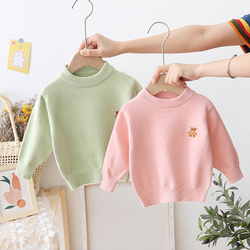 宝宝毛衣秋冬童装打底衫男童女童婴儿洋气内搭毛线衣一体绒针织衫