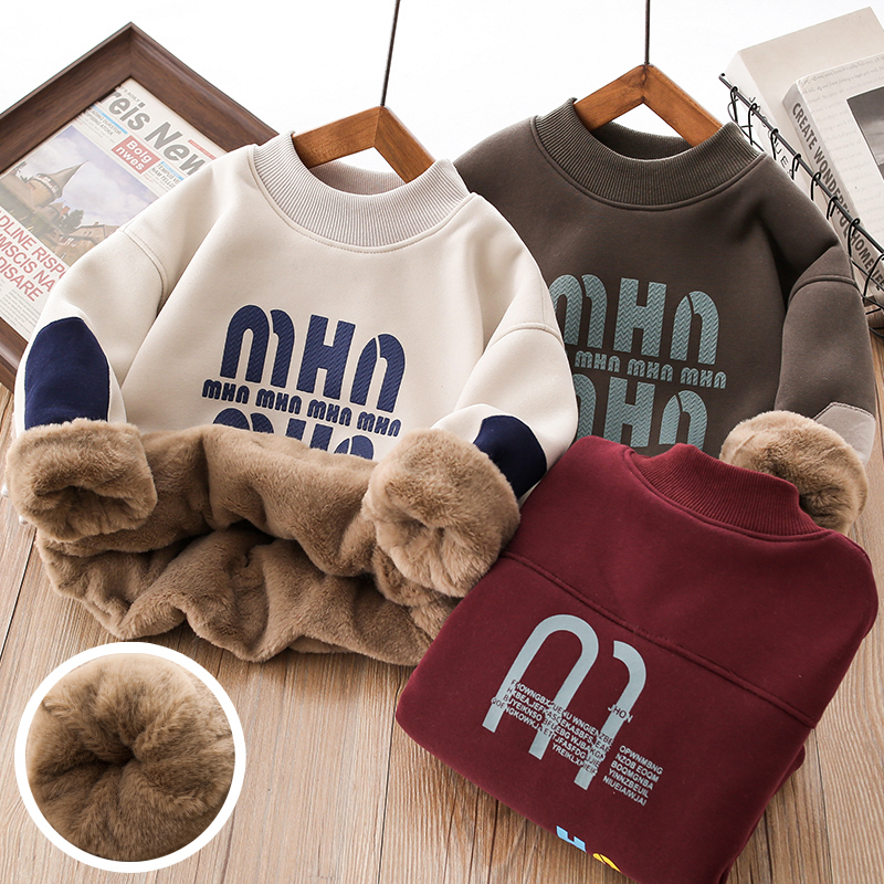 【三层加厚仿兔绒】抗寒-15°男女童高品质卫衣儿童加绒卫衣保暖tz