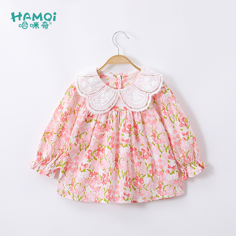 纯棉童装女童衬衫秋季新款洋气小碎花儿童衬衣宝宝上衣公主风长袖