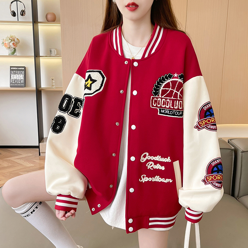初高中学生少女美式复古高街棒球服春秋季夹克洋气百搭休闲外套