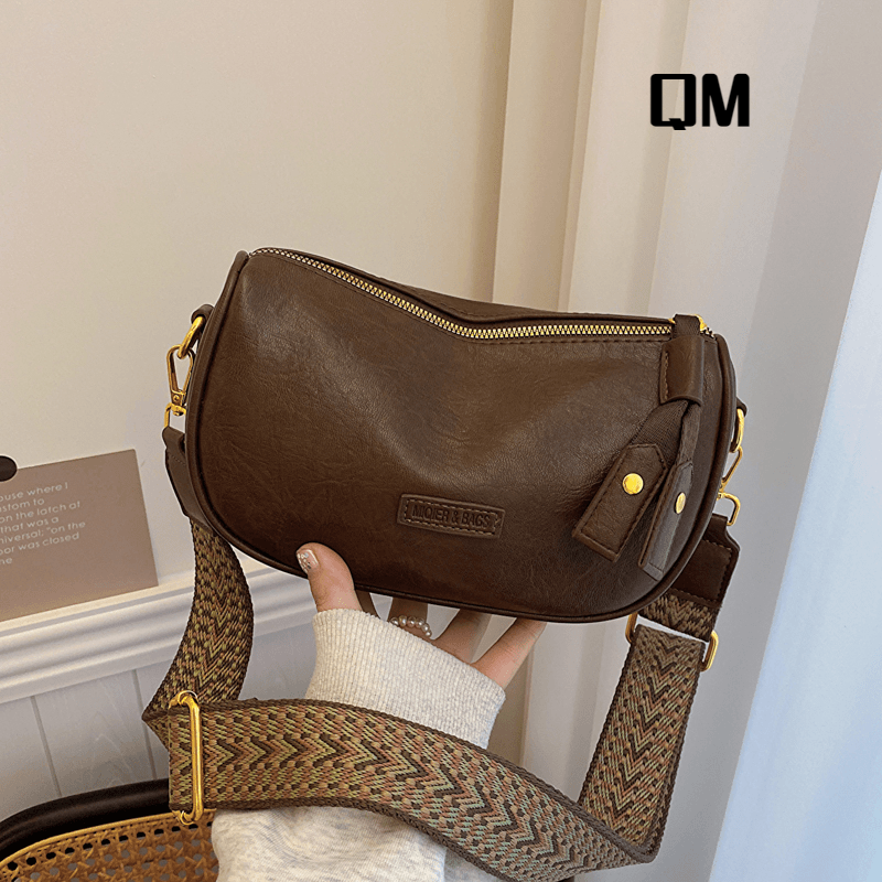 今年流行波士顿包包秋冬复古2024新款宽带斜挎包女百搭小包枕头包