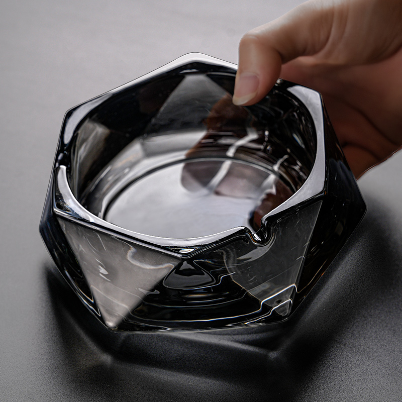 玻璃烟灰缸大容量超大号家用客厅办公室防灰飞商用酒店专用