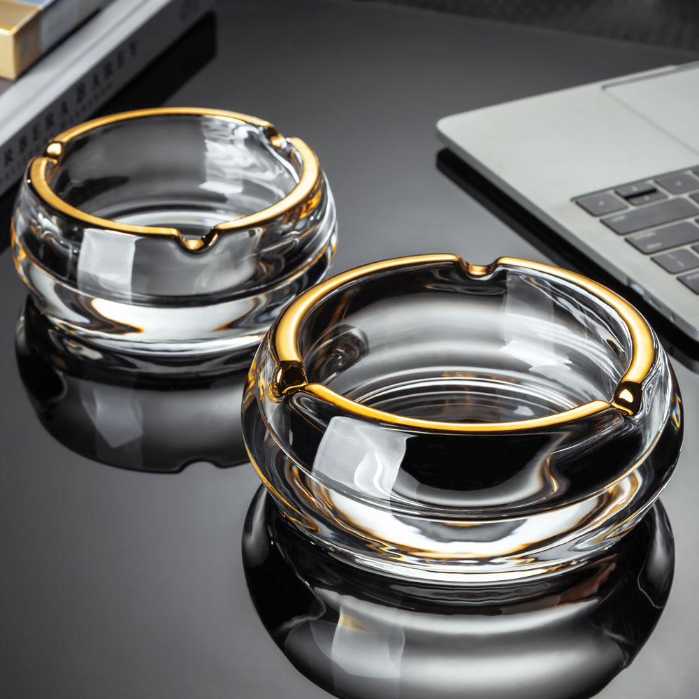 轻奢水晶玻璃烟灰缸创意个性大号烟碟家用客厅办公室雪茄烟缸