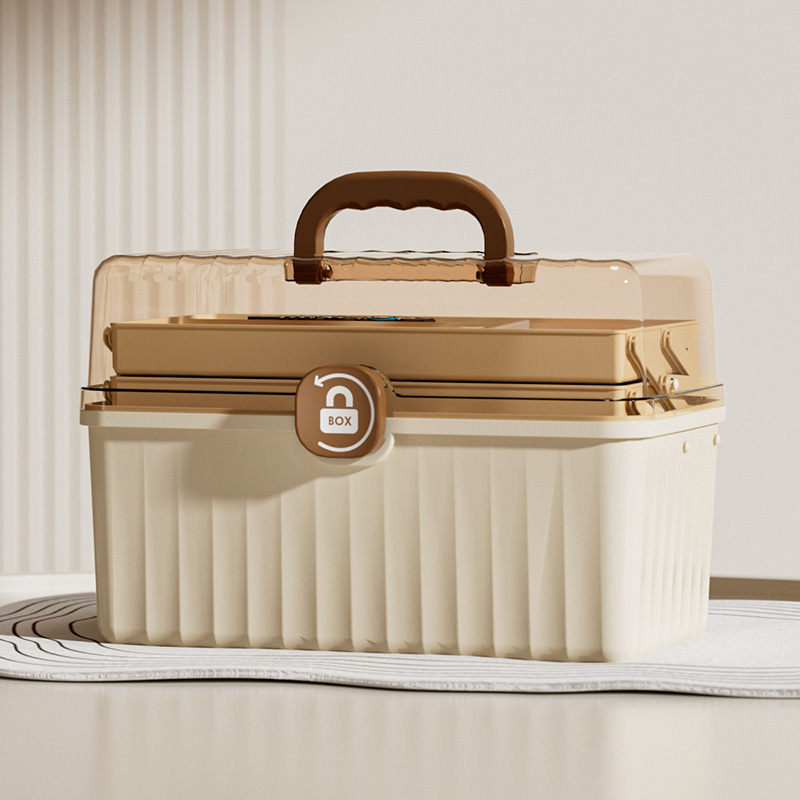 【三层收纳】大容量药箱家用美术生工具箱美甲文具收纳盒带提手