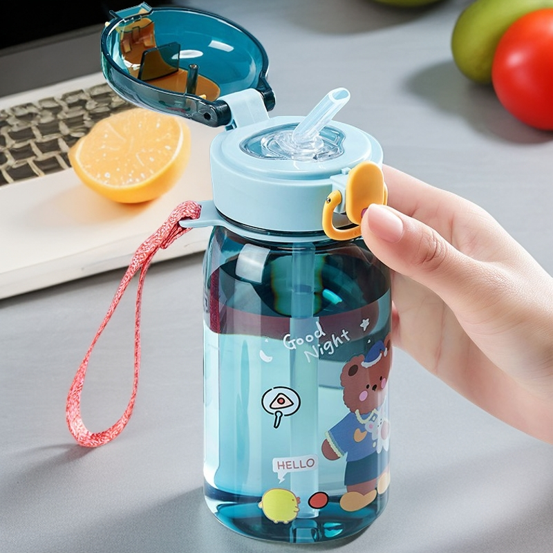 儿童水杯6-12岁上学学生女可爱便携夏天喝水吸管大容量耐摔杯子