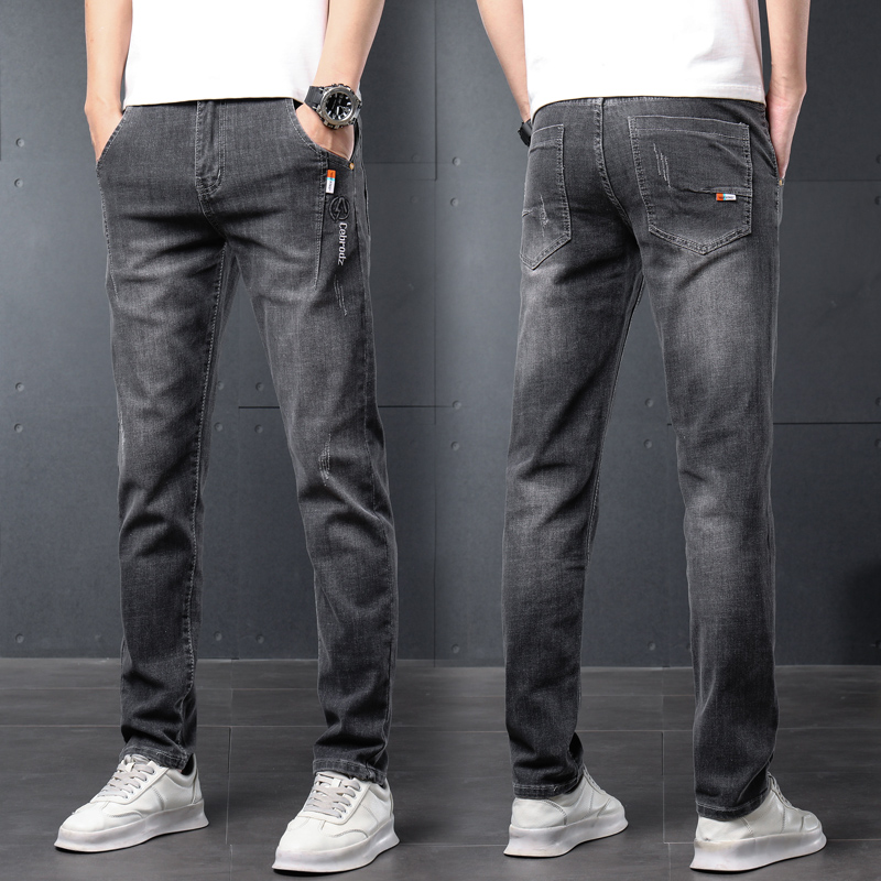 男士秋冬加绒加厚修身直筒牛仔裤休闲百搭长裤