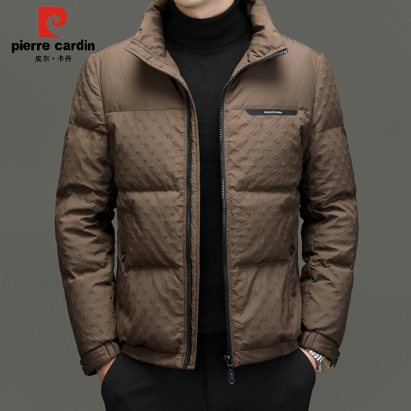 皮尔卡丹短款羽绒服男潮新款冬季白鸭绒加厚保暖立领面包服外套