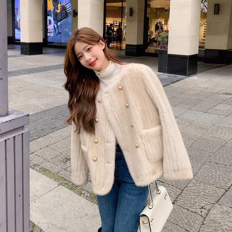 法式气质毛毛外套女冬季新款小香风韩版加厚皮毛时尚大衣小个子