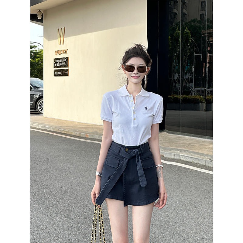 不规则绑带牛仔短裤女2025冬季新款高腰显瘦a字包臀短裤裙