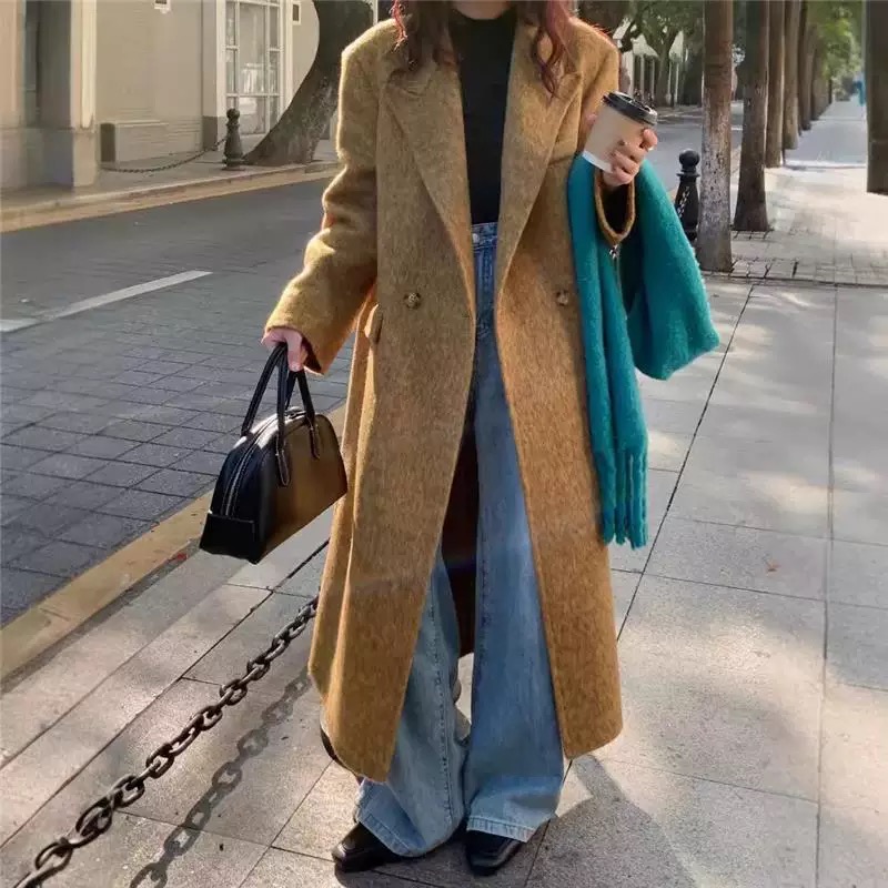 2025网红秋冬新款百搭气质女西装加长羊毛高级秋冬感外套双面款女