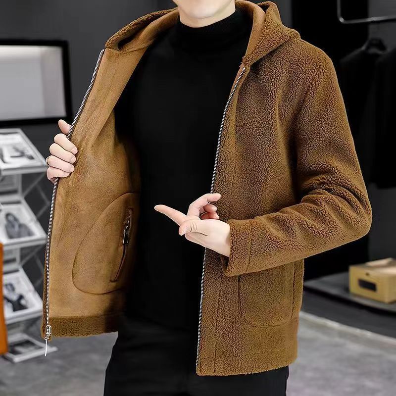 双面穿男士外套冬季新款加绒加厚保暖皮毛一体休闲皮夹克衣服男装