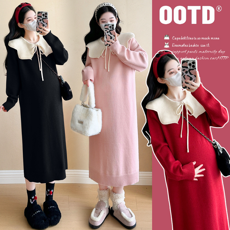 2025秋冬新款网红时尚拉链连帽系带小球跨年圣诞喜庆连衣裙娃娃领