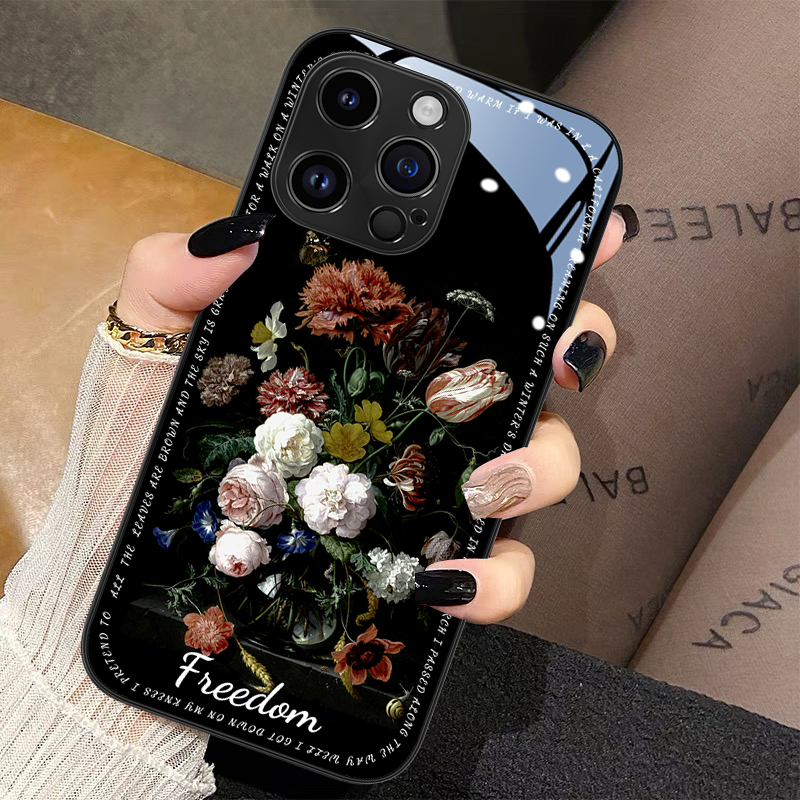 适用苹果17华为/oppo/vivo复古玫瑰手机壳17promax高级感网红高端