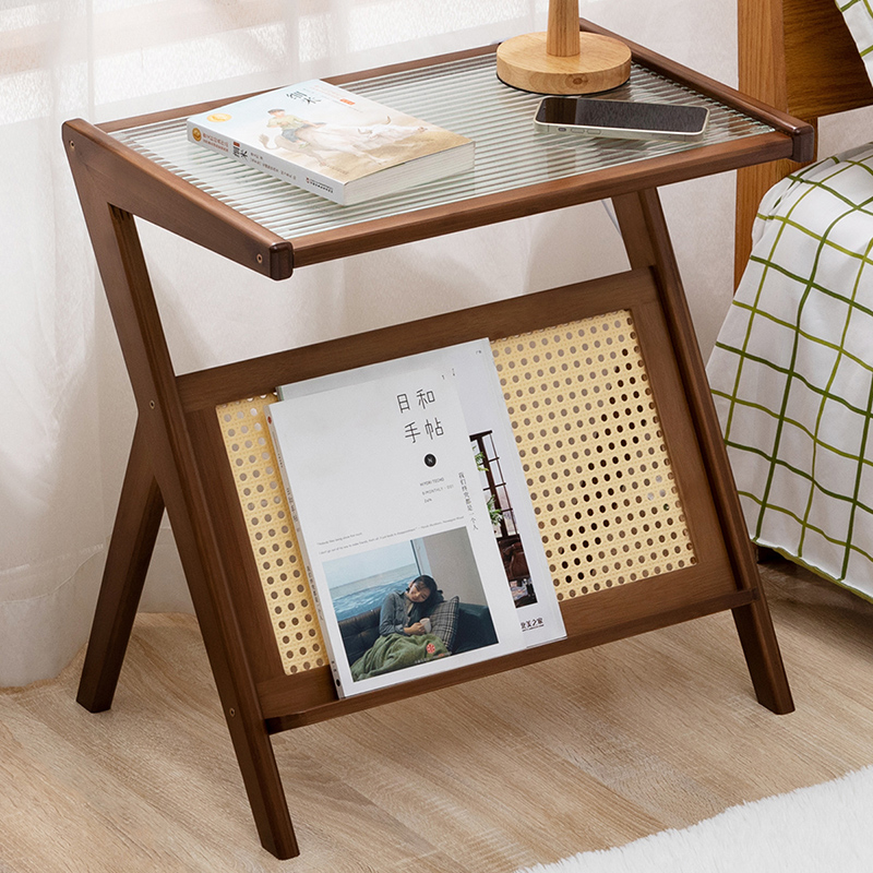 边几小茶几床头桌子沙发边柜长虹玻璃小户型圆方茶桌日式角几迷你