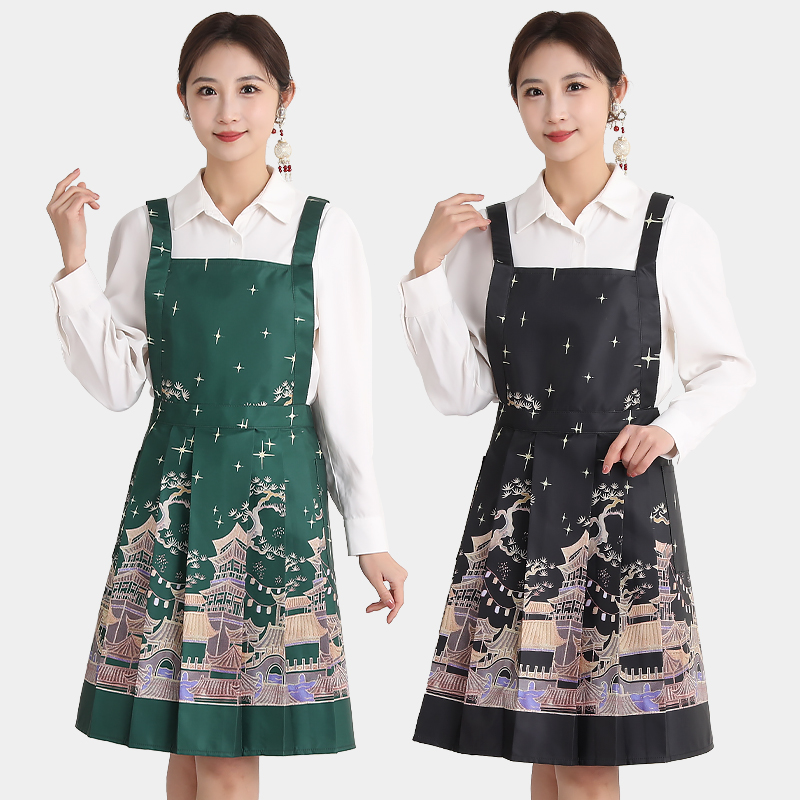 围裙厨房家用新中式国风马面裙款围腰成人做饭耐脏时尚洋气国潮女
