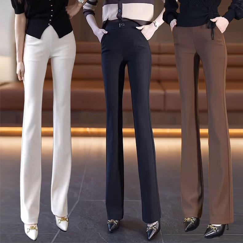 微喇叭裤女春秋季薄款高腰显瘦弹力休闲垂坠感洋气百搭休闲微喇裤