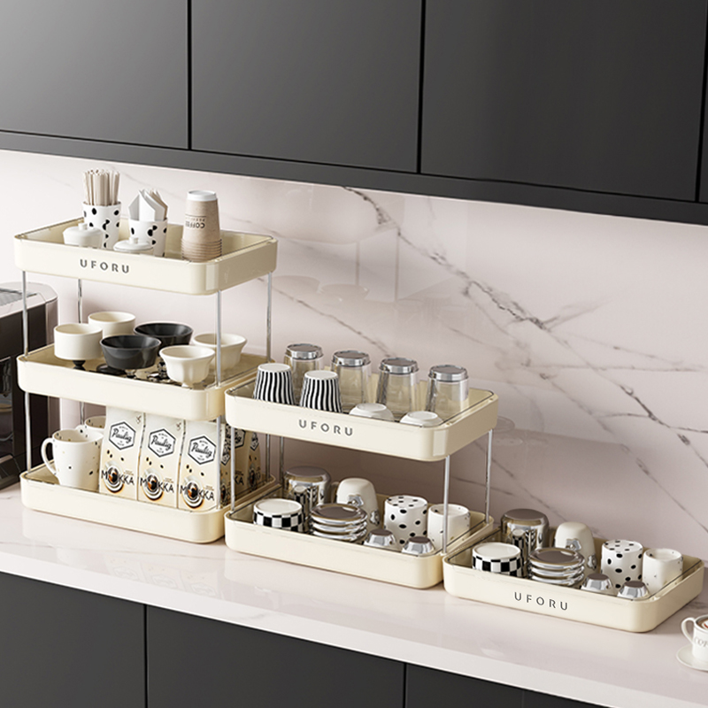 橱明星多功能沥水杯架松弛感家居茶杯收纳架加高双层桌面置物架