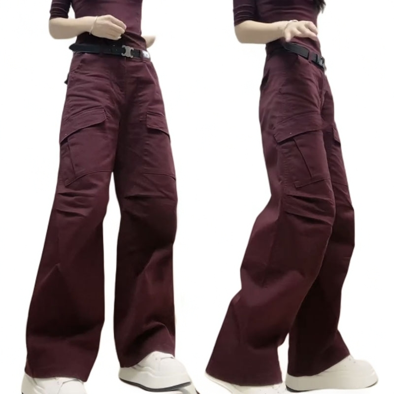 弯刀秋季新款时尚拖地裤宽松休闲直筒阔腿裤+百搭纯色上衣洋气女