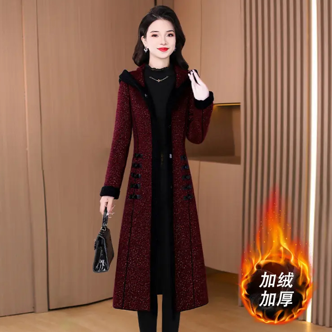 红色贵夫人气质高级感毛呢外套2025秋冬新款高贵加厚洋气爆款大衣