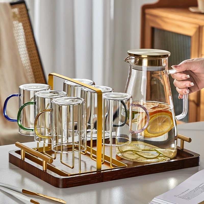 轻奢高档玻璃高硼硅水杯家用客厅待客耐高温喝水杯子大容量水具