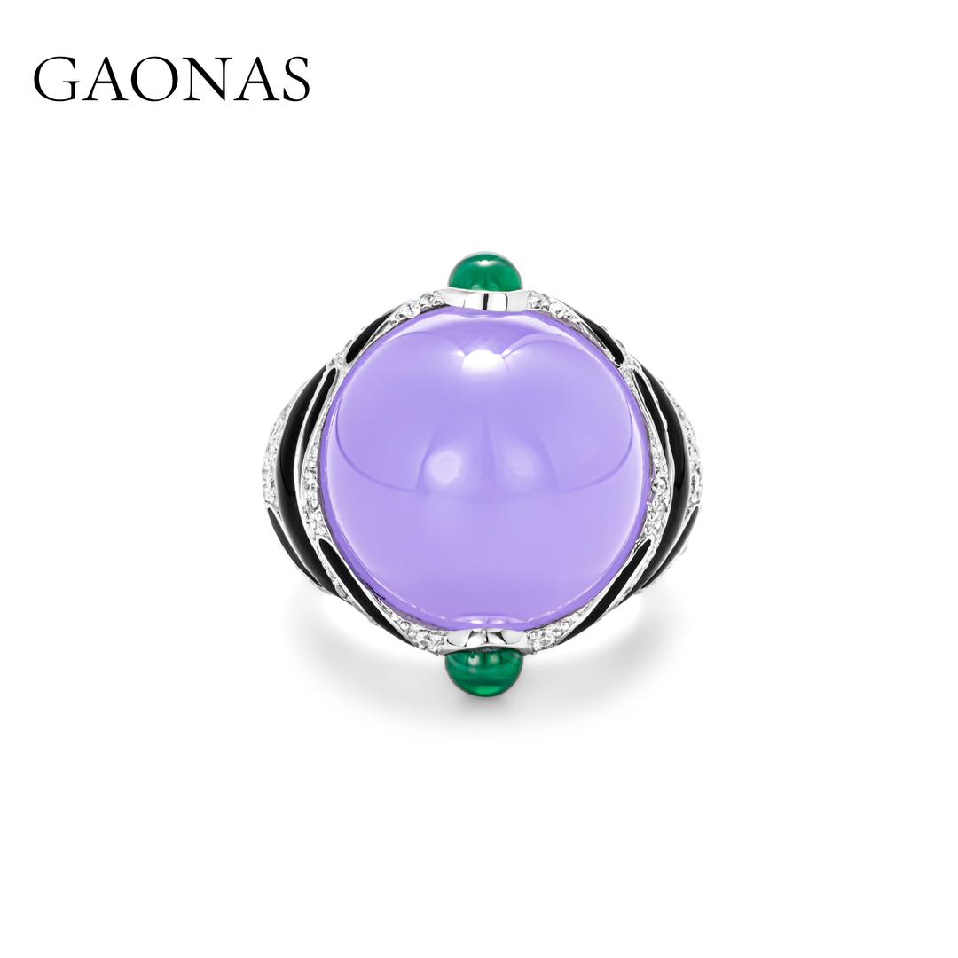 GAONAS 925银合成锆石戒指 高纳仕 设计师系列时尚紫戒指PJ043600