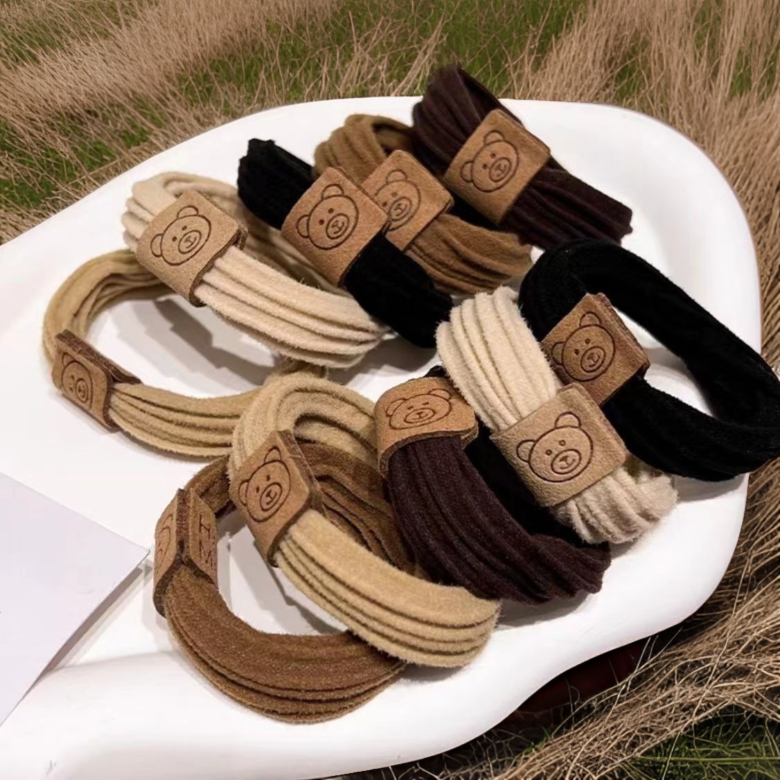 简约发绳小熊头绳百搭扎高马尾头耐用扎头绳皮筋无接缝高弹力气质