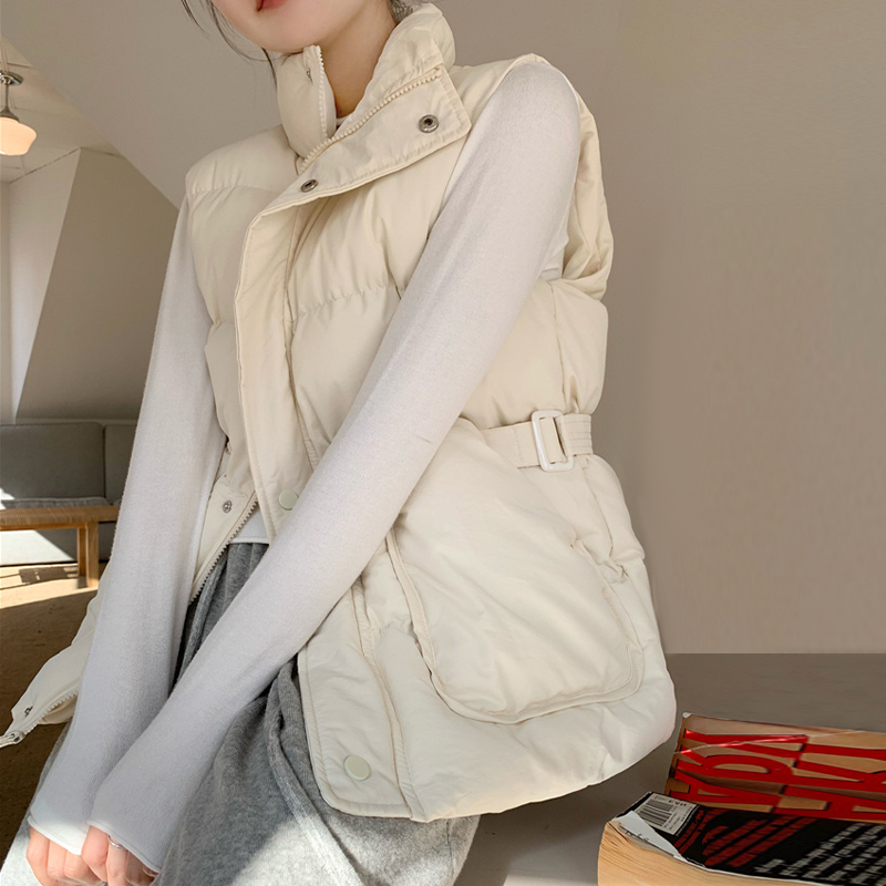 立领百搭棉马甲女坎肩2025年秋冬洋气韩版宽松收腰坎肩马夹背心