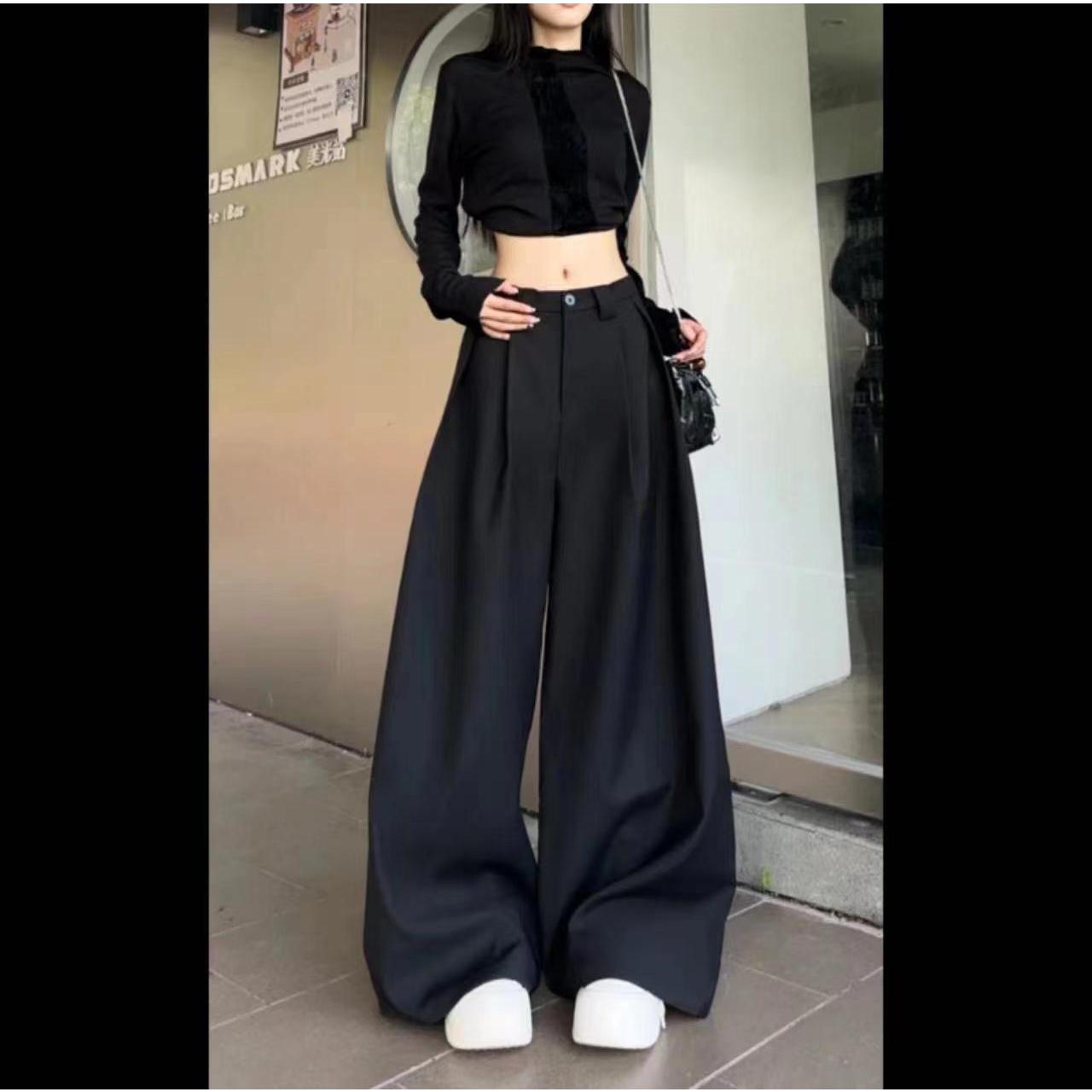 高腰阔腿裤女2025年春秋新款简约百搭宽松显瘦垂感西装裤休闲裤